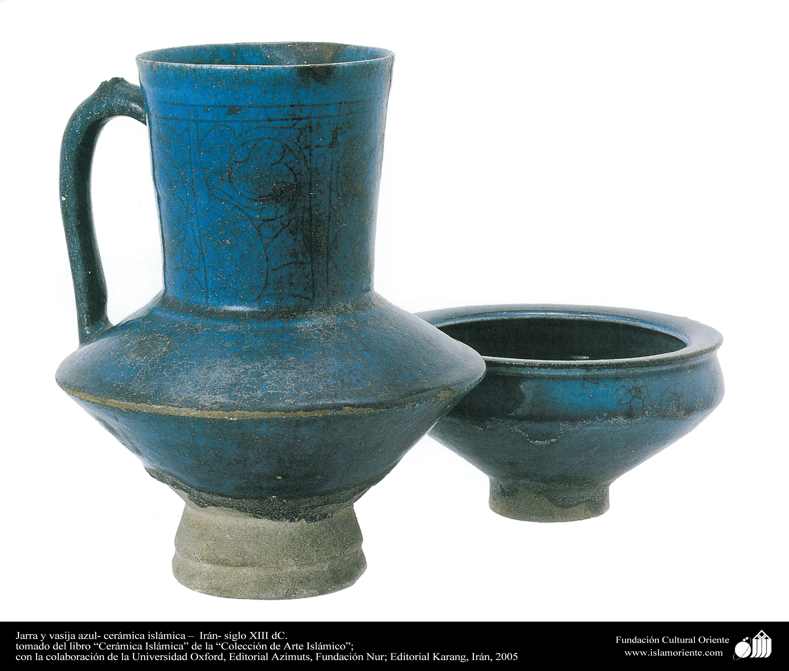Islamic Pottery Islamic ceramics Blue Pitcher and vessel XIII